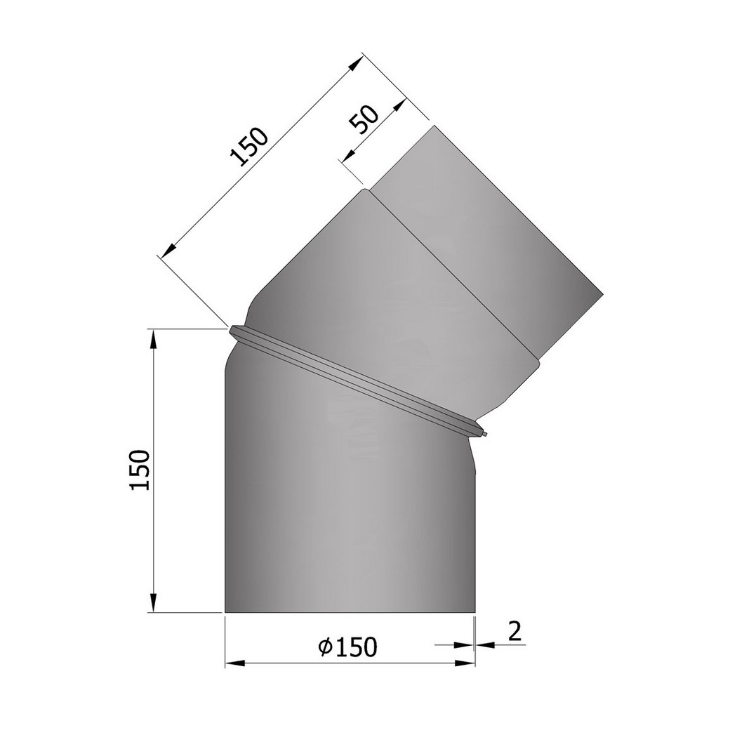 Rauchrohr Bogen 0-45° verstellbar gussgrau DN150 Rauchrohr Bogen 0-45° verstellbar gussgrau DN150