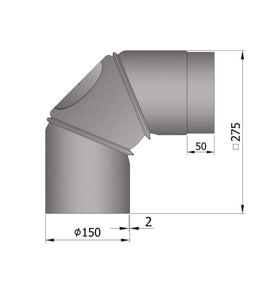 Rauchrohr Bogen 0-90° verstellbar gussgrau DN150 Rauchrohr Bogen 0-90° verstellbar gussgrau DN150