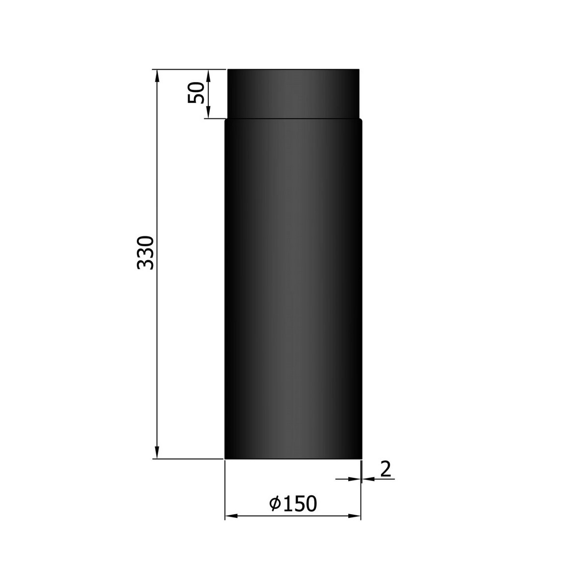 Rauchrohr 330 mm schwarz DN150 Rauchrohr 330 mm schwarz DN150