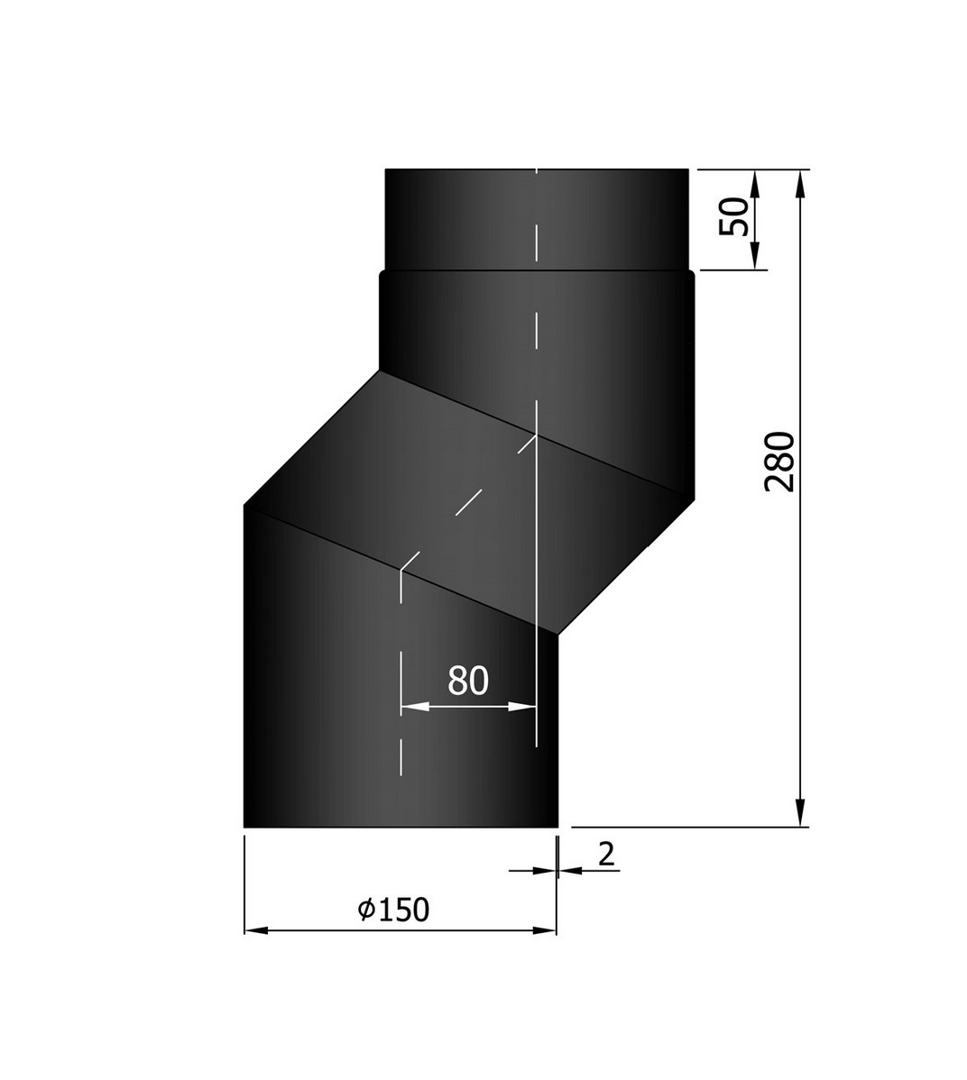 Rauchrohr S-Bogen 80 mm Versatz schwarz DN150 Kopie Rauchrohr S-Bogen 80 mm Versatz schwarz DN150 Kopie