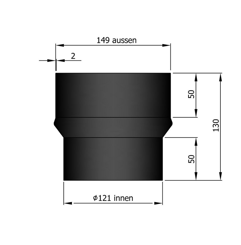 Rauchrohrerweiterung 120/150 mm schwarz Rauchrohrerweiterung 120/150 mm schwarz