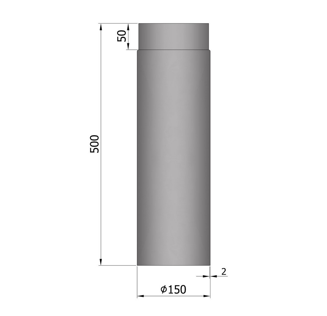 Rauchrohr 500 mm gussgrau DN150 Rauchrohr 500 mm gussgrau DN150
