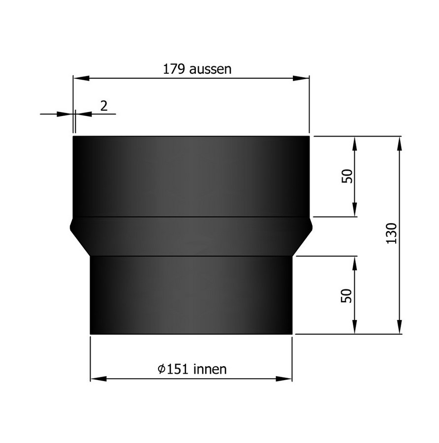 Rauchrohrerweiterung 150/180 mm schwarz Rauchrohrerweiterung 150/180 mm schwarz