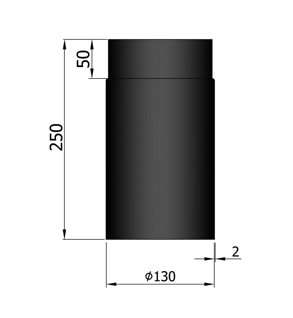 Rauchrohr 250 mm schwarz DN130 Rauchrohr 250 mm schwarz DN130