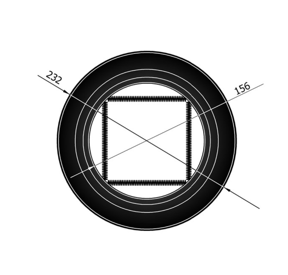 Wandblende mit Feder 38 mm Rand DN150 schwarz Wandblende mit Feder 38 mm Rand DN150 schwarz