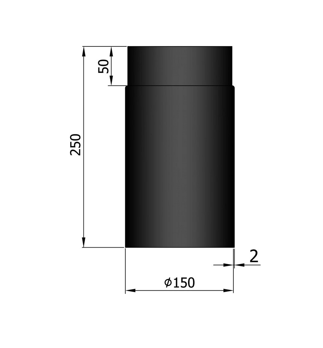 Rauchrohr 250 mm schwarz DN150 Rauchrohr 250 mm schwarz DN150