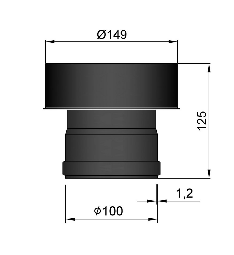 Rauchrohrerweiterung 100/150 mm schwarz Rauchrohrerweiterung 100/150 mm schwarz