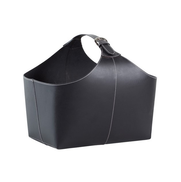 Kaminholz - Korb Leder mit Schnalle, schwarz Kaminholz - Korb Leder mit Schnalle, schwarz
