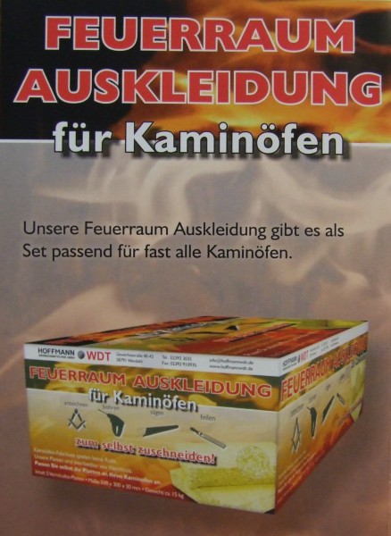 Feuerraumauskleidung für Kaminofen 30 mm Stärke. 5 Stück